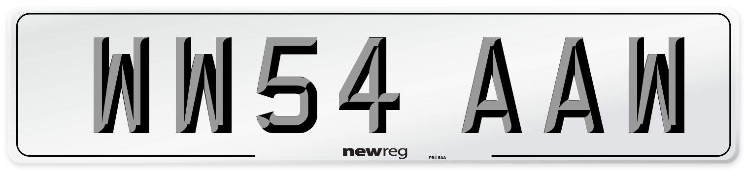 WW54 AAW Number Plate from New Reg